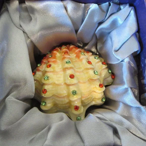 New Rucinni Jeweled Trinket Box Sea Clam Shell With Swarovski Crystals